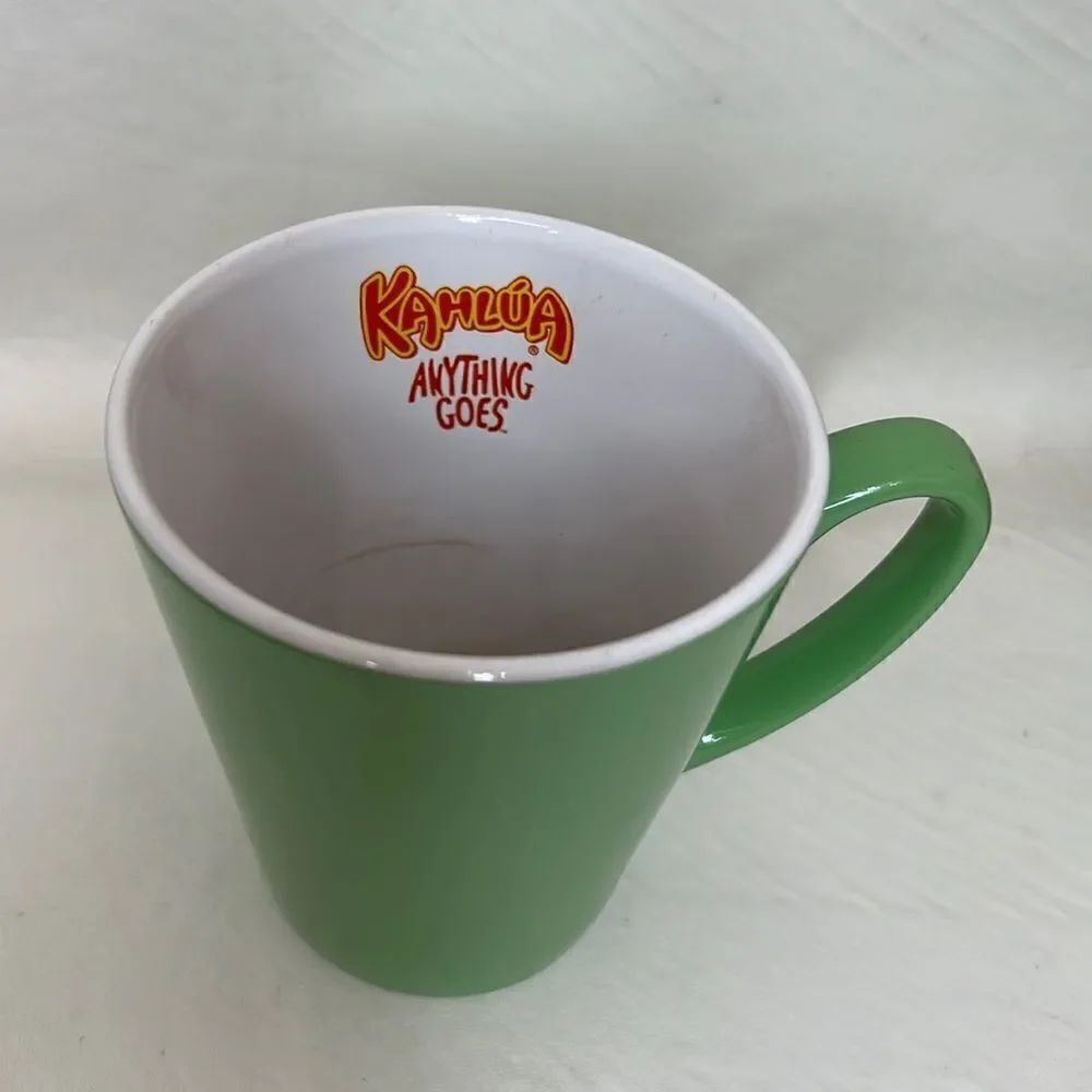 Kahula Anything Goes Coffee Mug 14 Ounces Green White Red Irish Coffee Liquor